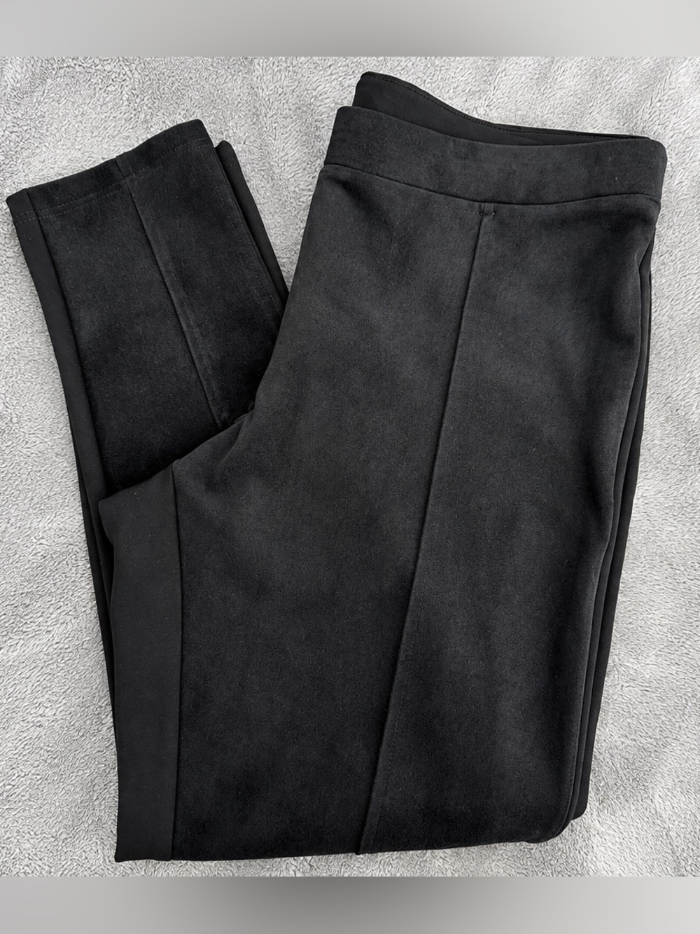 Calvin Klein Black Faux Suede Front Leggings XL Power Stretch Pull-On